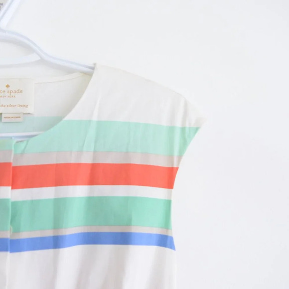Kate Spade New York Multi Cape Stripe Pleated  Shirt Midi Dress 0 - Picture 10 of 15